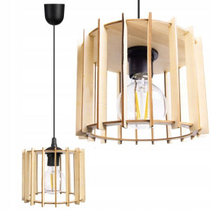 Lampa Wisząca Zwis Żyrandol Sufitowa Loft Drewno