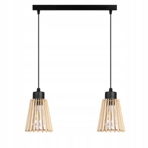 LAMPA sufitowa wisząca zwis Loft Drewno 2x E27