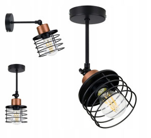 LAMPA KINKIET ŚCIENNY ruchomy loft drut SPRĘŻYNA