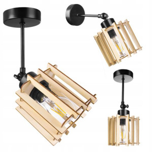 Lampa Kinkiet Ścienny Ruchomy Loft Kostka Drewno