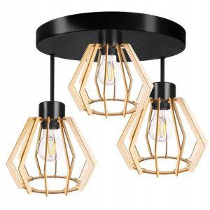 LAMPA PLAFON żyrandol E27 sufitowa BRYLANT Drewno