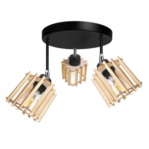 LAMPA PLAFON żyrandol Wysoka sufit KOSTKA Drewno