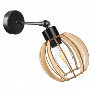 LAMPA KINKIET E27 ścienny ruchomy loft KULA Drewno