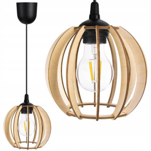 Lampa Wisząca Zwis Żyrandol Sufitowa Loft Drewno