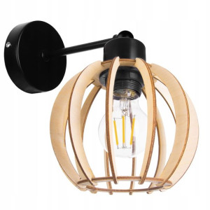 LAMPA KINKIET E27 ścienny STAŁY loft KULA Drewno