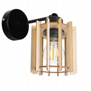 Lampa Kinkiet E27 Ścienny Stały Walec Drewno
