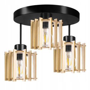 LAMPA PLAFON żyrandol Wysoka sufit KOSTKA Drewno