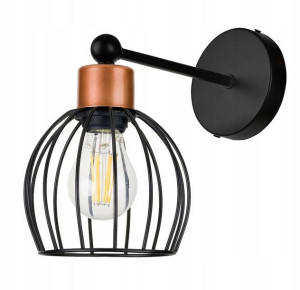 LAMPA KINKIET E27 ścienny stały loft drut KULA