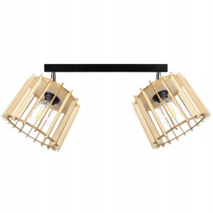 Lampa Plafon Żyrandol Ruchomy Sufit Walec Drewno