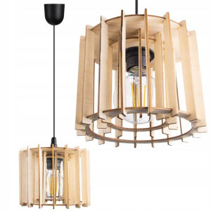 LAMPA WISZĄCA zwis żyrandol sufitowa LOFT Drewno
