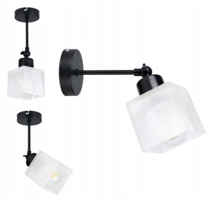 Lampa Kinkiet Ścienny Ruchomy Loft Klosz Szklany