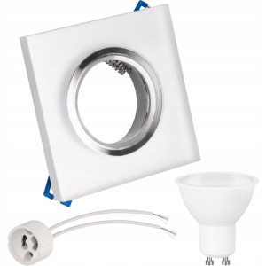Zestaw oprawa halogenowa BIAŁA SZRON+GU10 LED 9W