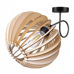 LAMPA KINKIET E27 ścienny stały loft drewno KULA