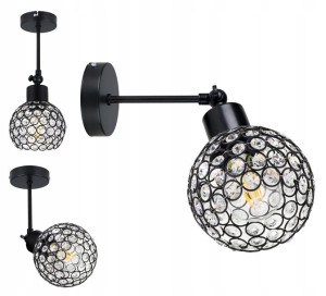 Lampa Kinkiet Ścienny Ruchomy Loft Klosz Kryształ