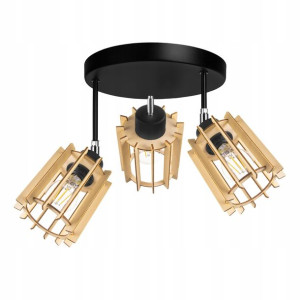 LAMPA PLAFON E27 żyrandol regulowany loft Drewno