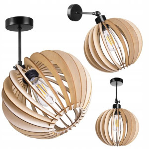 LAMPA KINKIET E27 żyrandol regulowany loft Drewno