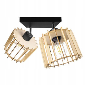 Lampa Plafon Żyrandol Ruchomy Sufit Walec Drewno