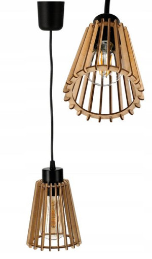LAMPA sufitowa wisząca zwis Loft Drewno na 1x E27