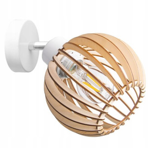 Żyrandol Sufitowy LED Lampa E27 Kula Drewniana