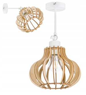Lampa kinkiet żyrandol E27 regulowany LOFT Drewno
