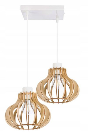 LAMPA sufitowa wisząca zwis Loft Drewno na 2x E27