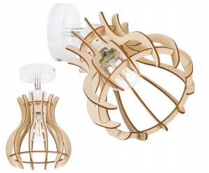 Lampa kinkiet ścienny naE27 regulowany LOFT Drewno