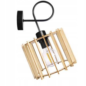LAMPA KINKIET E27 ścienny stały loft drewno WALEC