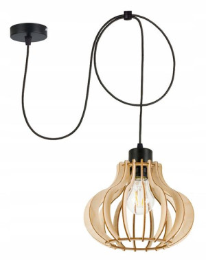 LAMPA sufitowa wisząca ZWIS Loft E27 PAJĄK Drewno