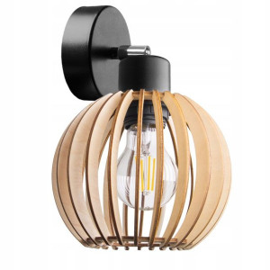 Żyrandol Sufitowy LED Lampa E27 Kula Drewniana