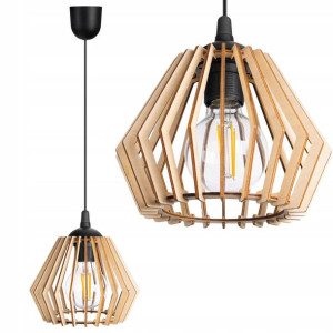 LAMPA WISZĄCA sufitowa Drewniana 1xE27 BRYLANT 24