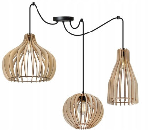 Nowoczesna Lampa Wisząca Sufitowa Z Drewna Mix Led