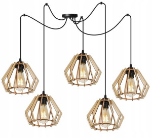 Nowoczesna Lampa Wisząca Sufitowa Z Drewna Mix Led