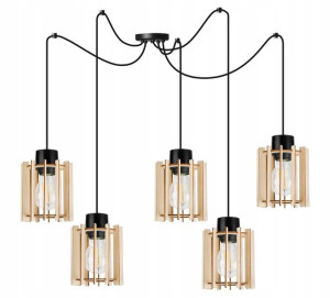 Nowoczesna Lampa Wisząca Sufitowa Z Drewna Mix Led