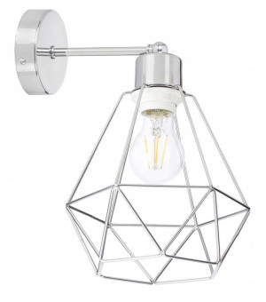 LAMPA KINKIET ścienny stały loft drut na E27 chrom
