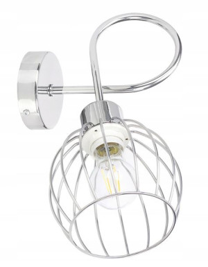 LAMPA KINKIET ścienny stały loft drut na E27 chrom