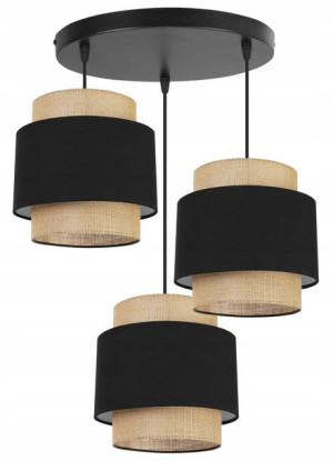 Lampa Sufitowa Abażur Boho Czarny Juta 20 Cm