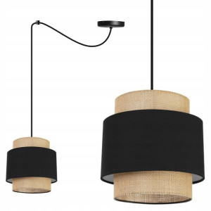Lampa Sufitowa Wisząca Abażur Boho Czarny Juta 20