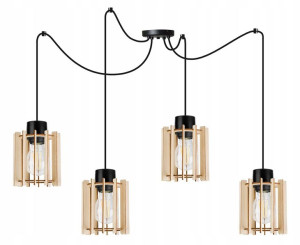 Nowoczesna Lampa Wisząca Sufitowa Z Drewna Mix Led