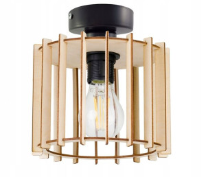 LAMPA stała sufitowa plafon Loft klosz drewno 1