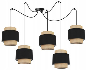 Lampa Sufitowa Wisząca Abażur Boho Czarny Juta 20