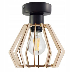 LAMPA stała sufitowa plafon Loft klosz drewno 1
