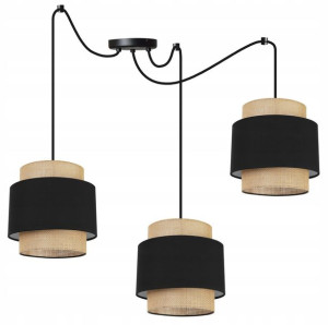 Lampa Sufitowa Abażur Boho Czarny Juta 20 Cm
