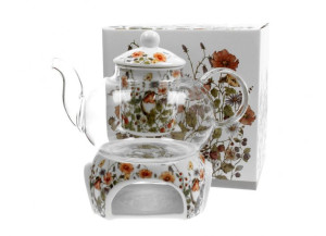 Szklany dzbanek z podgrzewaczem 1000ml WILD BIRD