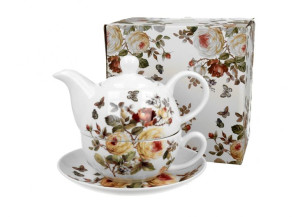 Porcelanowy dzbanek z filiżanką i spodkiem ZAHRA