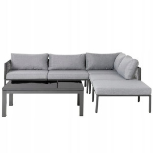 Zestaw ogrodowy aluminiowy 6-osobowy szary FORANO