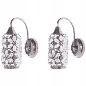 Zestaw 2 lamp ściennych metalowy srebrny SYSOLA Lu