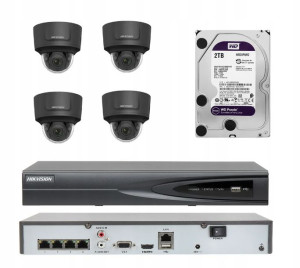 MONITORING HIKVISION 4 KAMERY czarne moto zoom PoE