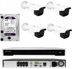 Monitoring Zestaw Kamer Ip Hikvision Poe 8mpx Ir80