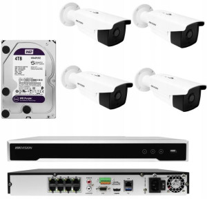 Monitoring Zestaw Kamer Ip Hikvision Poe 8mpx Ir80