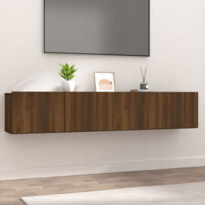 Szafki pod telewizor, 2 szt., brązowy dąb, 80x30x3